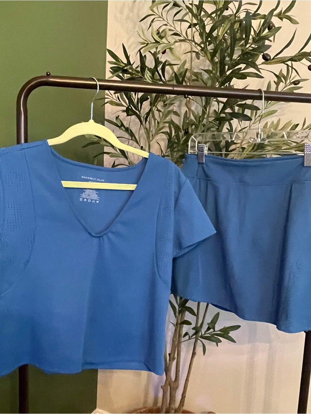Blue V-Neck Crop Top and Skirt Set - Sincerely Jules